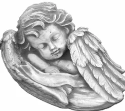 Casa Padrino Jugendstil Deko Skulptur Engel Grau 13 x 9 x H. 7 cm - Elegante Deko Stein Figur - Wohnzimmer Deko - Garten Deko - Barock & Jugendstil Deko Accessoires