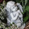 Casa Padrino Jugendstil Deko Skulptur Engel Grau H. 12 cm - Elegante Deko Stein Figur - Wohnzimmer Deko - Garten Deko - Barock & Jugendstil Deko Accessoires