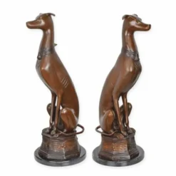 Casa Padrino Jugendstil Deko Bronze Skulpturen Set Windhunde H. 75 cm - Bronze Figuren