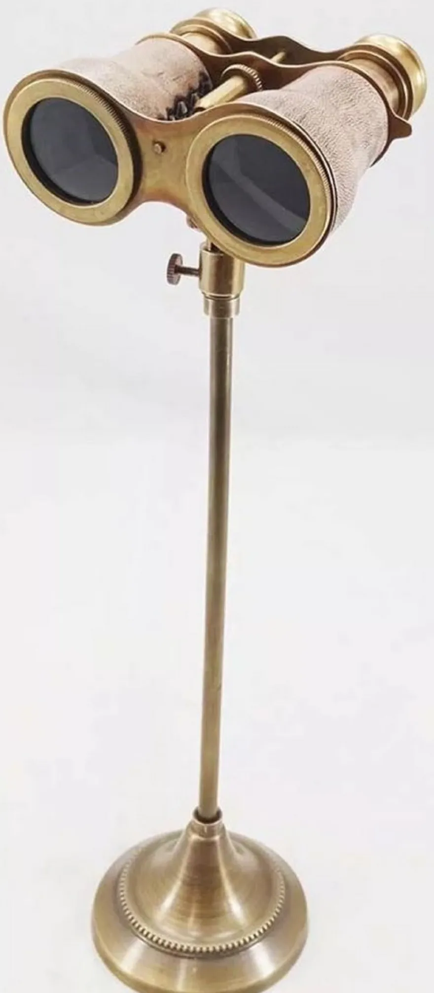 Casa Padrino Jugendstil Deko Fernglas mit Stativ Antik Braun / Messing 8,5-10 x 11 x H. 37 cm - Wohnzimmer Deko - Büro Deko - Schreibtisch Deko - Deko Accessoirs