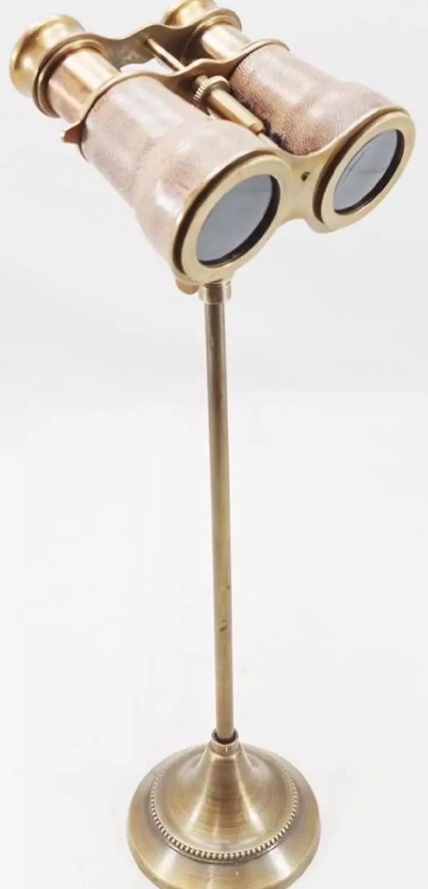 Casa Padrino Jugendstil Deko Fernglas mit Stativ Antik Braun / Messing 8,5-10 x 11 x H. 37 cm - Wohnzimmer Deko - Büro Deko - Schreibtisch Deko - Deko Accessoirs