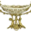 Casa Padrino Jugendstil Deko Schale Creme / Messing 50 x H. 29,5 cm - Porzellan Obstschale