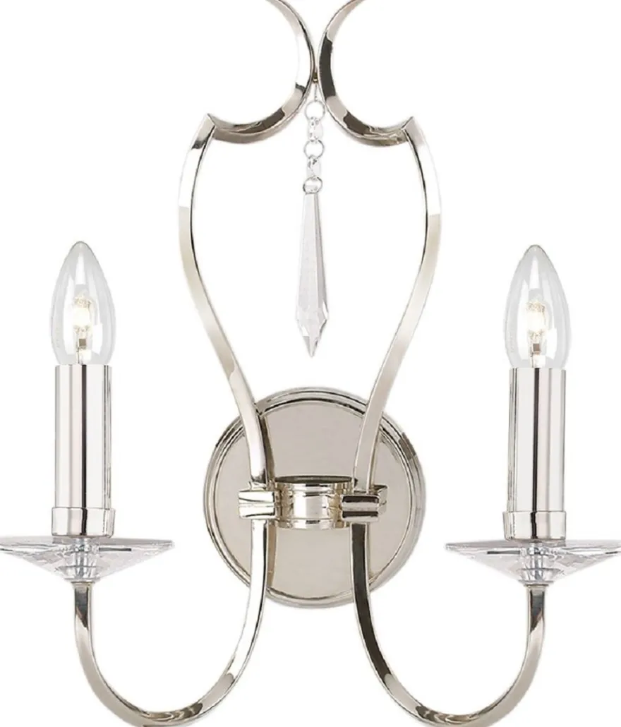 Casa Padrino Jugendstil Doppel Wandleuchte Silber 36 x 19 x H. 41 cm - Elegante Hotel & Restaurant Wandlampe - Barock & Jugendstil Wandleuchten