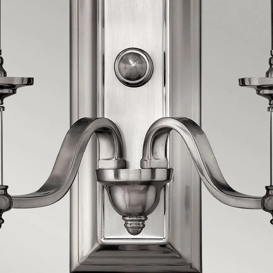 Casa Padrino Jugendstil Doppel Wandleuchte Silber / Weiß 39,4 x 17,1 x H. 40 cm - Elegante Hotel & Restaurant Wandlampe - Barock & Jugendstil Wandleuchten
