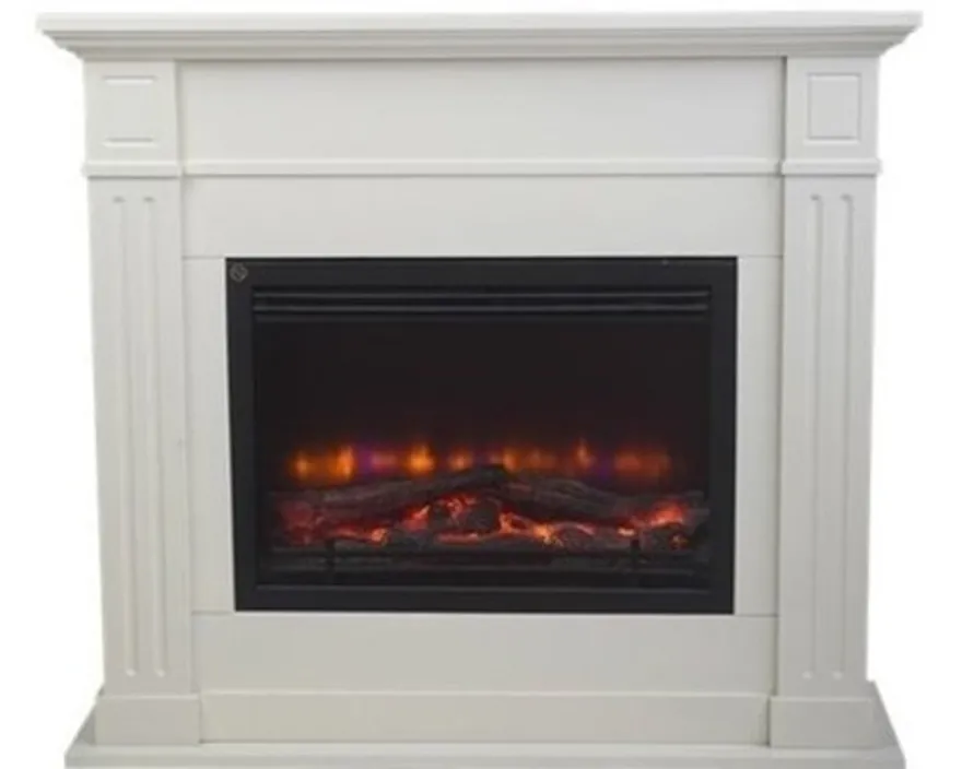 Casa Padrino Jugendstil Elektrokamin, Weiß, B 100 x H 89 x T 30 cm - Antik Stil Kamin mit LED Feuereffekt