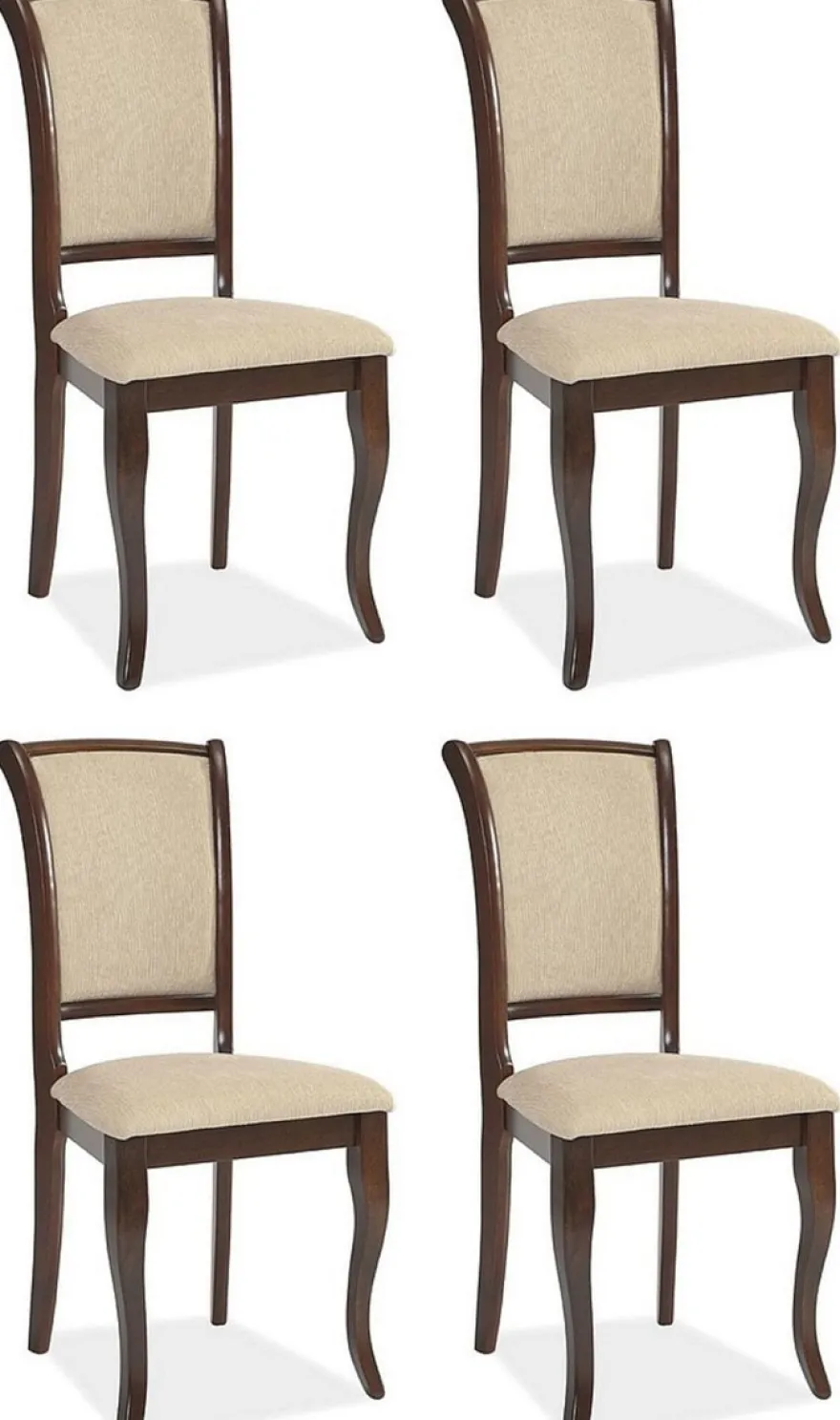 Casa Padrino Jugendstil Esszimmer Stuhl 4er Set Creme / Dunkelbraun 44 x 44 x H. 96 cm - Elegante Massivholz Küchen Stühle - Barock & Jugendstil Esszimmer Möbel