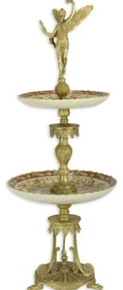 Casa Padrino Jugendstil Etagere Mehrfarbig / Gold Ø 29,2 x H. 76 cm - Prunkvolle Hotel & Restaurant Accessoires