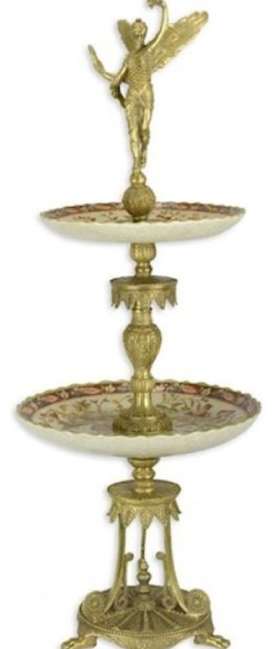 Casa Padrino Jugendstil Etagere Mehrfarbig / Gold Ø 29,2 x H. 76 cm - Prunkvolle Hotel & Restaurant Accessoires