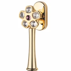 Casa Padrino Jugendstil Fensterklinke mit Kristallglas Gold / Lila 3 x 16,5 cm - Eleganter Fenstergriff - Jugendstil Deko Accessoires - Made in Italy