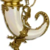 Casa Padrino Jugendstil Füllhorn mit Sockel Weiß / Gold 17,4 x 29,5 x H. 52 cm - Barock & Jugendstil Deko