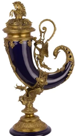 Casa Padrino Jugendstil Füllhorn mit Sockel Lila / Gold 17,4 x 29,5 x H. 52 cm - Barock & Jugendstil Deko