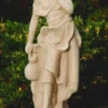 Casa Padrino Jugendstil Garten Deko Skulptur Dame Sandfarben H. 66 cm - Elegante Garten Deko Stein Figur - Barock & Jugendstil Garten Deko Accessoires
