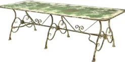 Casa Padrino Jugendstil Gartentisch aus Schmiedeeisen und Gusseisen in Antik Grün 250 x 90 x H. 75 cm