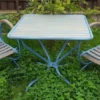 Casa Padrino Jugendstil Gartenmöbel Set Vintage Hellblau / Braun - Handgefertigtes 3 Teiliges Gartenset mit Tisch und 2 Stühlen