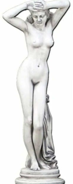 Casa Padrino Jugendstil Garten Deko Skulptur Frau Weiß / Grau H. 80 cm - Elegante Garten Deko Stein Figur - Barock & Jugendstil Garten Deko Accessoires