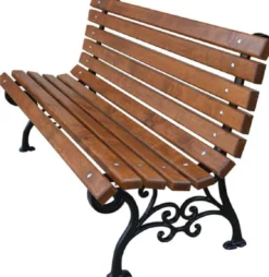 Casa Padrino Jugendstil Gartenbank Braun / Schwarz 180 x 42 x H. 73 cm - Sitzbank Parkbank Holzbank - Gartenmöbel
