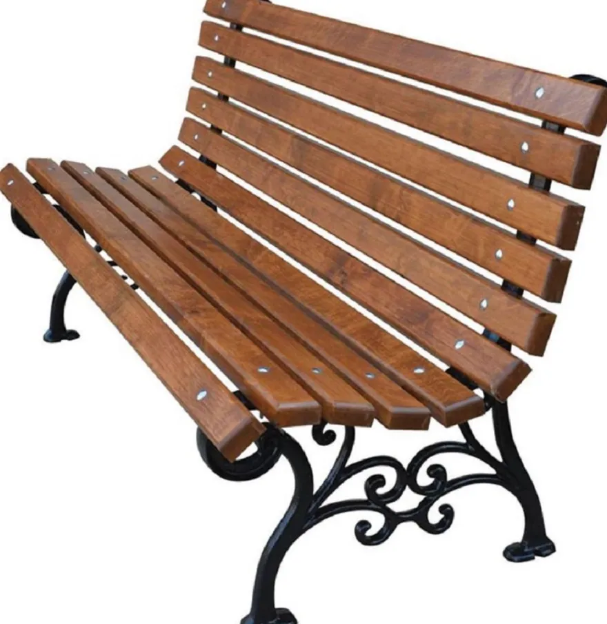 Casa Padrino Jugendstil Gartenbank Braun / Schwarz 180 x 42 x H. 73 cm - Sitzbank Parkbank Holzbank - Gartenmöbel
