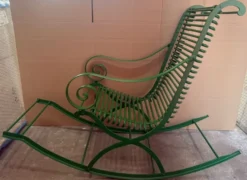Casa Padrino Jugendstil Garten Schaukelstuhl aus Schmiedeeisen in Grün - 135 x 58 x 103 cm