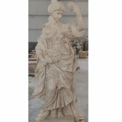 Casa Padrino Jugendstil Garten Deko Travertin Skulpturen 4er Set Damen Beige H. 190 cm