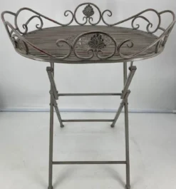 Casa Padrino Jugendstil Gartentisch Antik Grau 62 x 49 x H. 70 cm - Nostalgischer Metall Tisch - Nostalgische Metall Garten & Terrassen Möbel