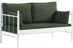 Casa Padrino Jugendstil Gartensofa Weiß / Dunkelgrün 140 x 70 x H. 92 cm - Garten Sofa - Terrassen Sofa - Jugendstil Garten & Terrassen Möbel