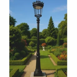 Casa Padrino Jugendstil Gartenlaterne Schwarz H. 336 cm - Außenbeleuchtung