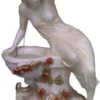 Casa Padrino Jugendstil Gartenbrunnen Creme / Beige / Rot / Gold 91 x H. 140 cm - Eleganter Garten Springbrunnen - Barock & Jugendstil Gartendeko Brunnen