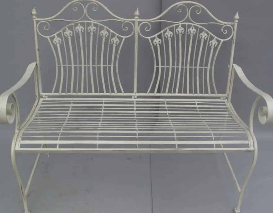 Casa Padrino Jugendstil Gartenbank Rustikal Weiß 120 x 58 x H. 97 cm - Nostalgische Sitzbank - Garten & Terrassen Möbel