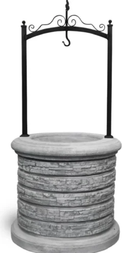 Casa Padrino Jugendstil Gartenbrunnen Grau / Schwarz Ø 105 x H. 219 cm