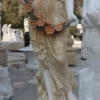 Casa Padrino Jugendstil Garten Deko Marmor Skulptur Dame Linke Seite Weiß / Beige H. 190 cm