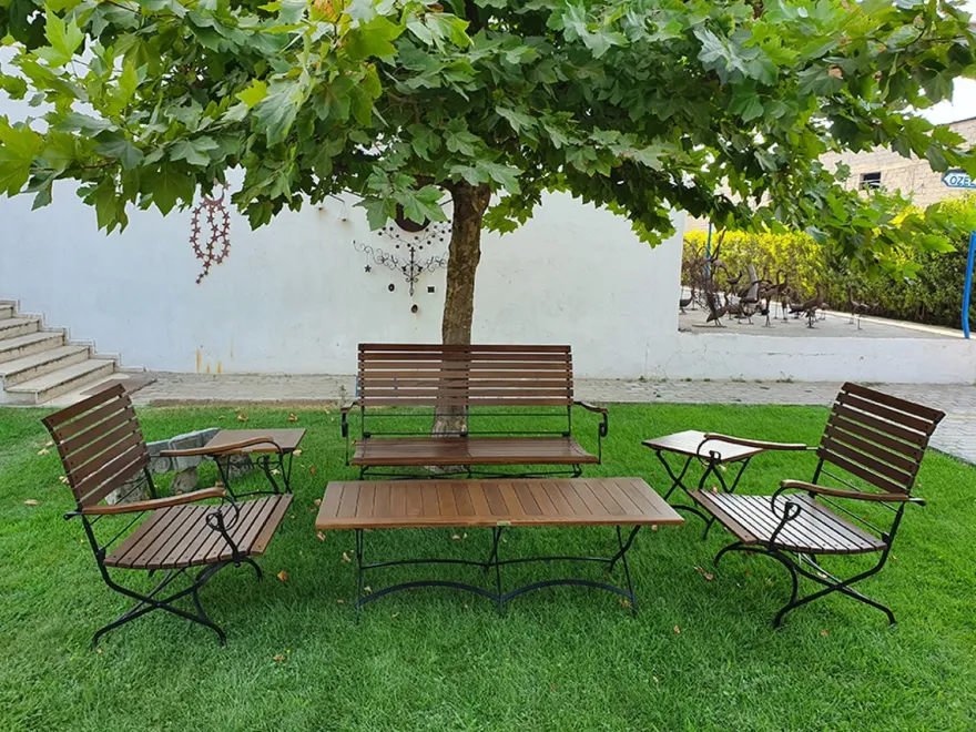 Casa Padrino Jugendstil Garten Couchtisch Braun / Schwarz 150 x 60 x H. 48 cm - Klappbarer Gartentisch - Barock & Jugendstil Gastronomie & Garten Möbel