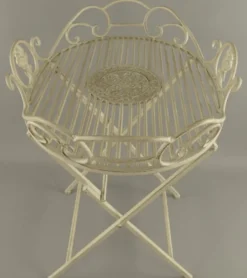 Casa Padrino Jugendstil Garten Beistelltisch Rustikal Weiß 63 x 48 x H. 70 cm - Klappbarer Garten Metall Tisch - Barock & Jugendstil Garten Möbel