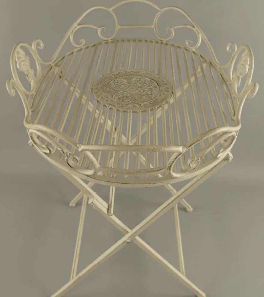 Casa Padrino Jugendstil Garten Beistelltisch Rustikal Weiß 63 x 48 x H. 70 cm - Klappbarer Garten Metall Tisch - Barock & Jugendstil Garten Möbel