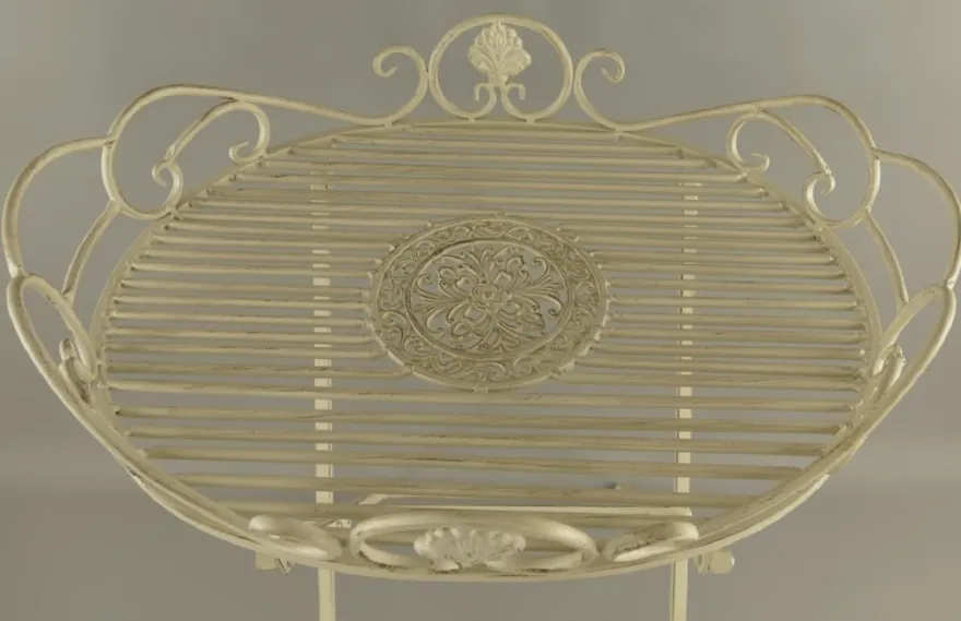 Casa Padrino Jugendstil Garten Beistelltisch Rustikal Weiß 63 x 48 x H. 70 cm - Klappbarer Garten Metall Tisch - Barock & Jugendstil Garten Möbel