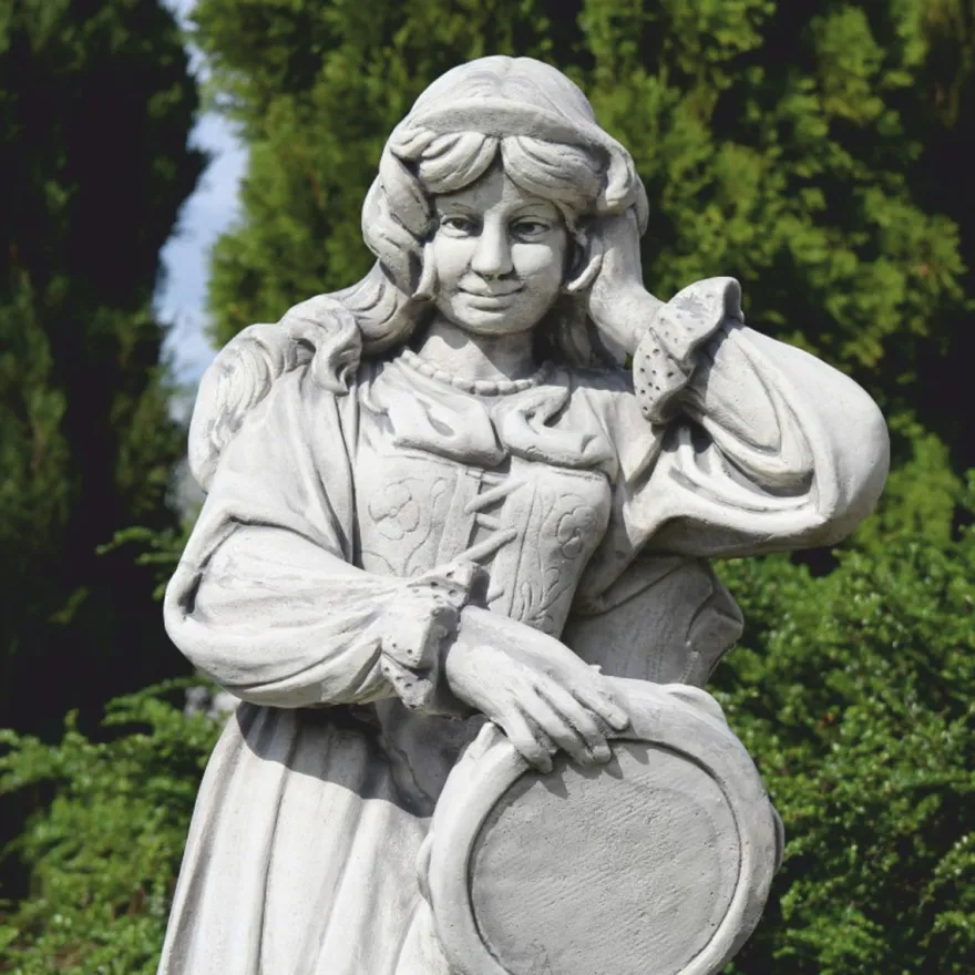 Casa Padrino Jugendstil Garten Deko Stein Skulptur Frau Grau H. 185 cm