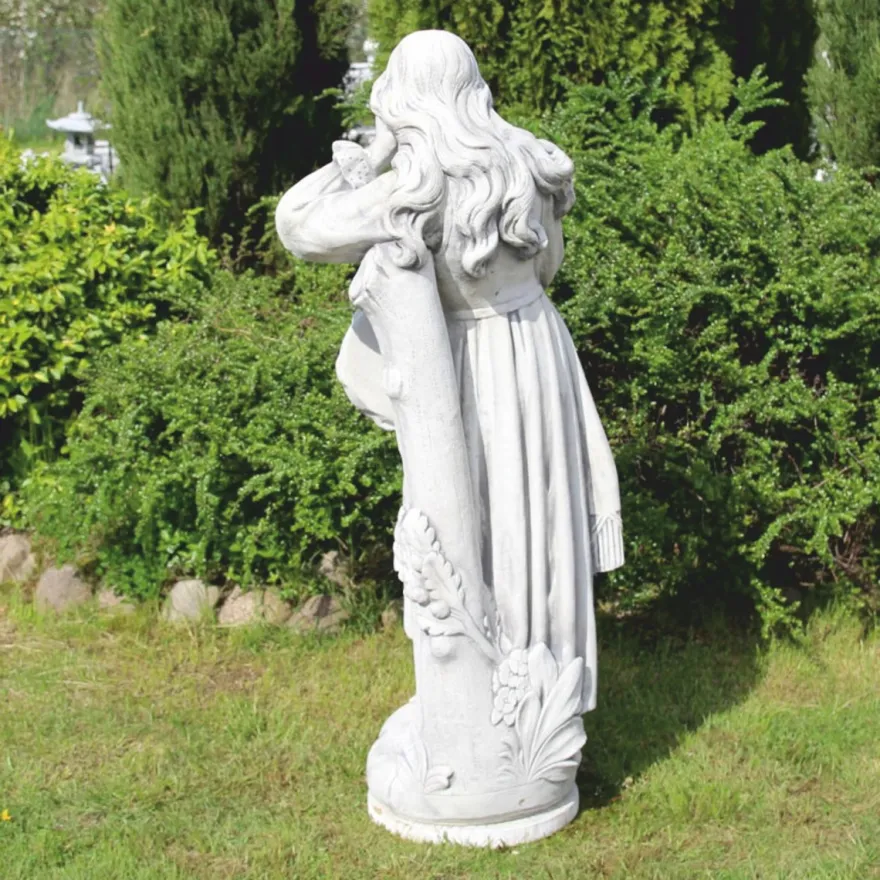Casa Padrino Jugendstil Garten Deko Stein Skulptur Frau Grau H. 185 cm
