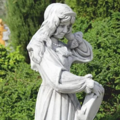 Casa Padrino Jugendstil Garten Deko Stein Skulptur Frau Grau H. 185 cm
