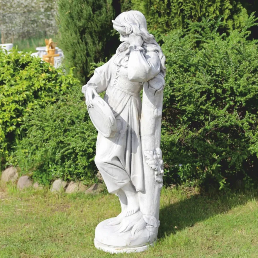 Casa Padrino Jugendstil Garten Deko Stein Skulptur Frau Grau H. 185 cm