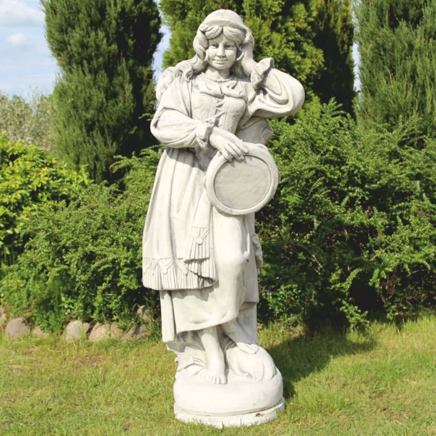 Casa Padrino Jugendstil Garten Deko Stein Skulptur Frau Grau H. 185 cm