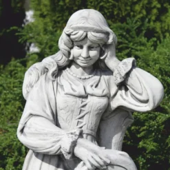 Casa Padrino Jugendstil Garten Deko Stein Skulptur Frau Grau H. 185 cm