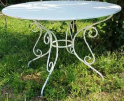 Casa Padrino Jugendstil Gartentisch Weiß Ø 120 x H. 70 cm - Nostalgische Garten Möbel