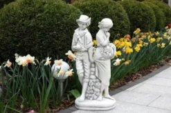 Casa Padrino Jugendstil Garten Deko Skulptur Liebespaar Grau H. 87 cm - Elegante Garten Deko Stein Figur - Barock & Jugendstil Garten Deko Accessoires