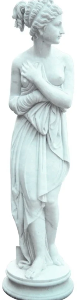 Casa Padrino Jugendstil Garten Marmor Skulptur Frau Weiß H. 160 cm - Garten Deko Figur