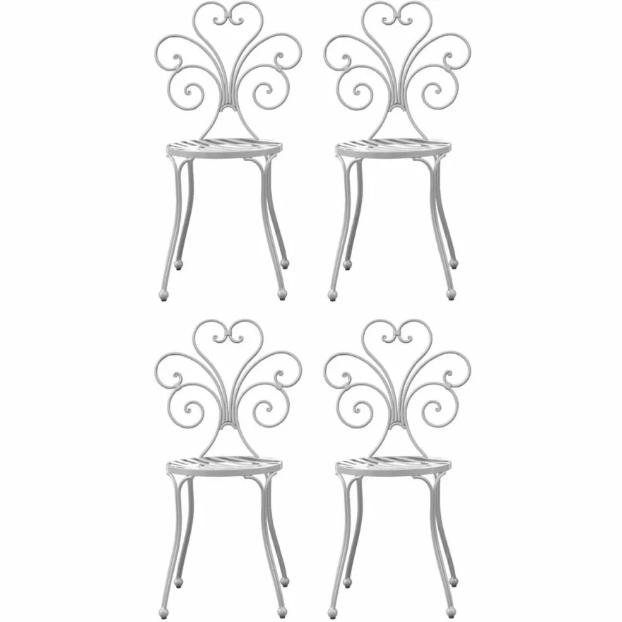 Casa Padrino Jugendstil Gartenstuhl 4er Set Grau H. 89 cm - Garten Möbel