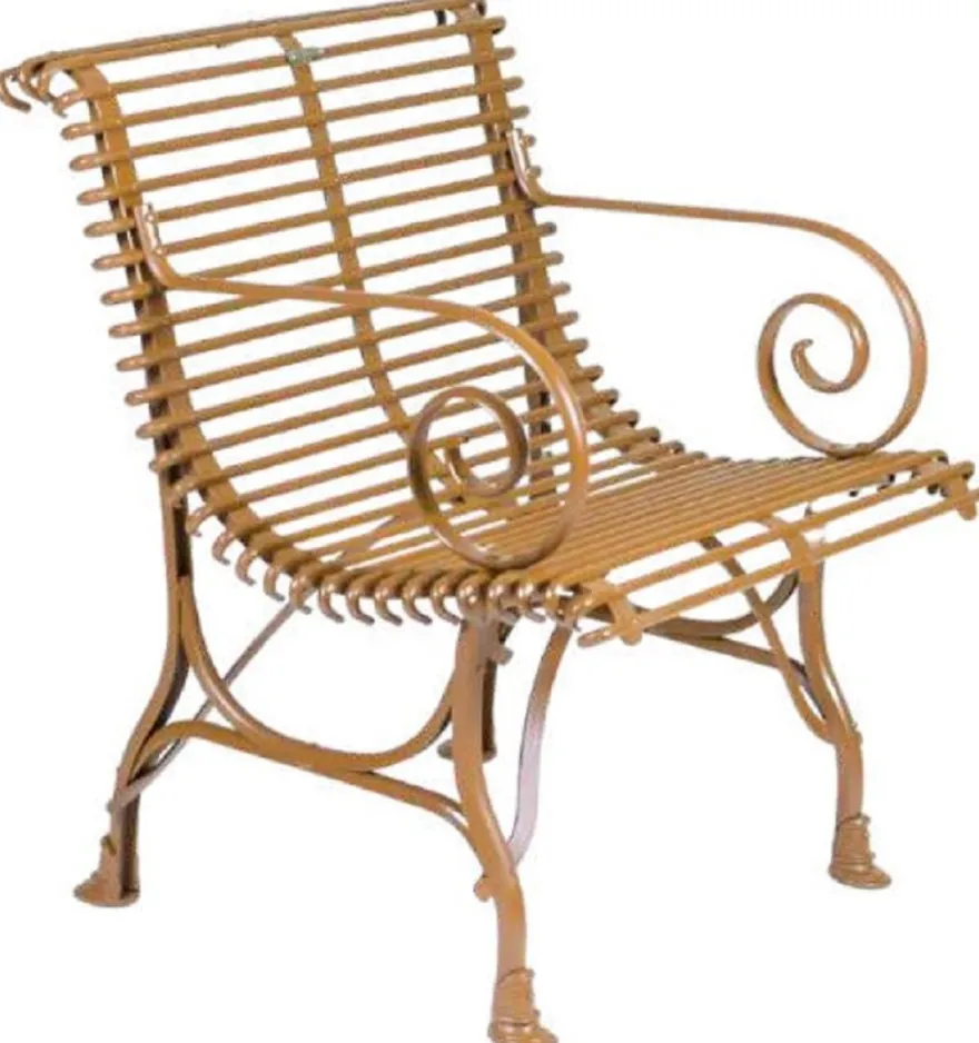 Casa Padrino Jugendstil Garten Stuhl Braun 64 x 62 x H. 71 cm - Handgefertigter Schmiedeeisen Stuhl mit Armlehnen - Nostalgische Schmiedeeisen Garten & Terrassen Möbel
