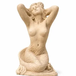 Casa Padrino Jugendstil Garten Deko Skulptur Meerjungfrau Beige H. 57 cm
