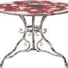 Casa Padrino Jugendstil Gartentisch Weiß / Antik Rot Ø 100 x H. 70 cm - Runder Schmiedeeisen Tisch - Garten & Terrassen Möbel