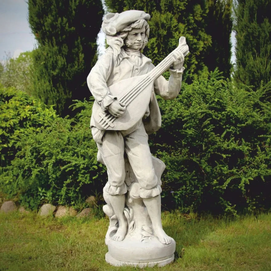 Casa Padrino Jugendstil Garten Deko Stein Skulptur Mann Grau H. 185 cm