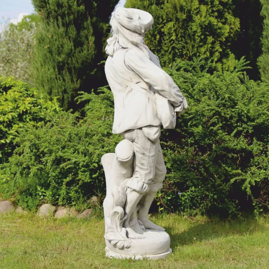Casa Padrino Jugendstil Garten Deko Stein Skulptur Mann Grau H. 185 cm