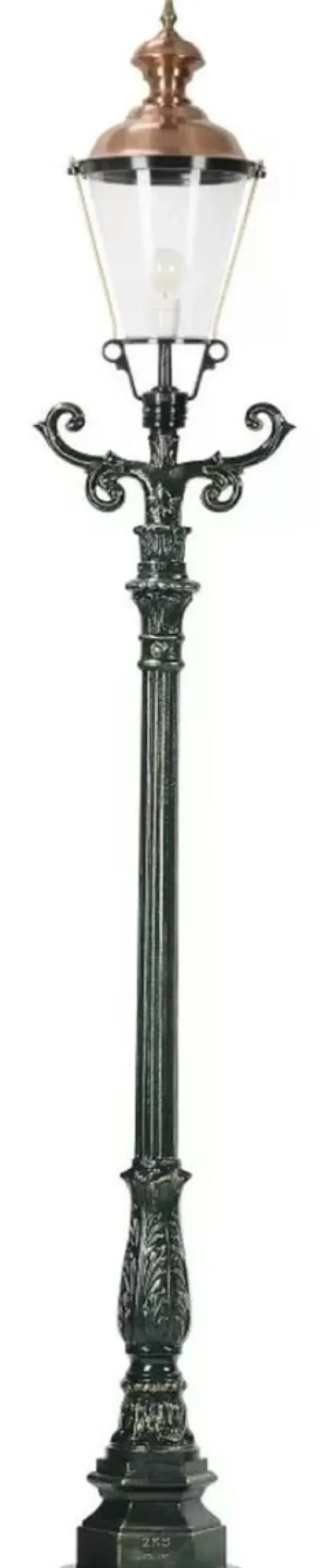 Casa Padrino Jugendstil Garten Stehleuchte Grün / Kupfer 42 x 30 x H. 260 cm - Gartenlaterne - Gartenleuchte - Nostalgische Garten Beleuchtung - Nostalgische Garten Leuchten